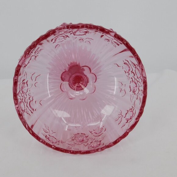 Fenton Rose Colonial Pink Round Compote Pressed Glass 7.5" tall Stem VINTAGE - Picture 9 of 12